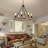 8-Light Wagon Wheel Chandelier, Round Oak White with Iron Finish, Farmhouse Pendant Light for Kitchen, Foyer, Dining Room, UL Listed