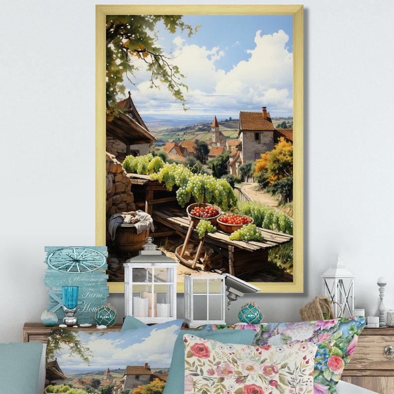 «Vineyard Harvest Symphony III», reproduction sur toile, Cadre photo doré simple, H 20 po x l 12 po x P 1 po