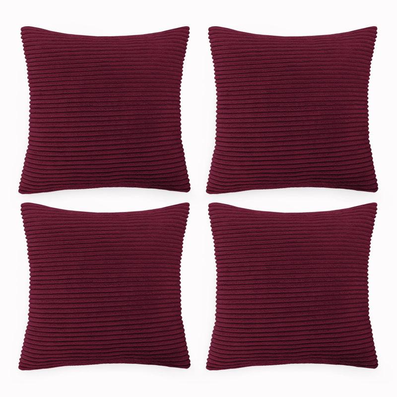 Striped Square Euro Cushion Cover, Red