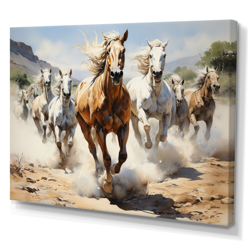 Cowboy Wild Mustangs Cowboys - Cowboys Canvas Art Print, H 12 po x l 20 po x P 1 po, Toile tendue