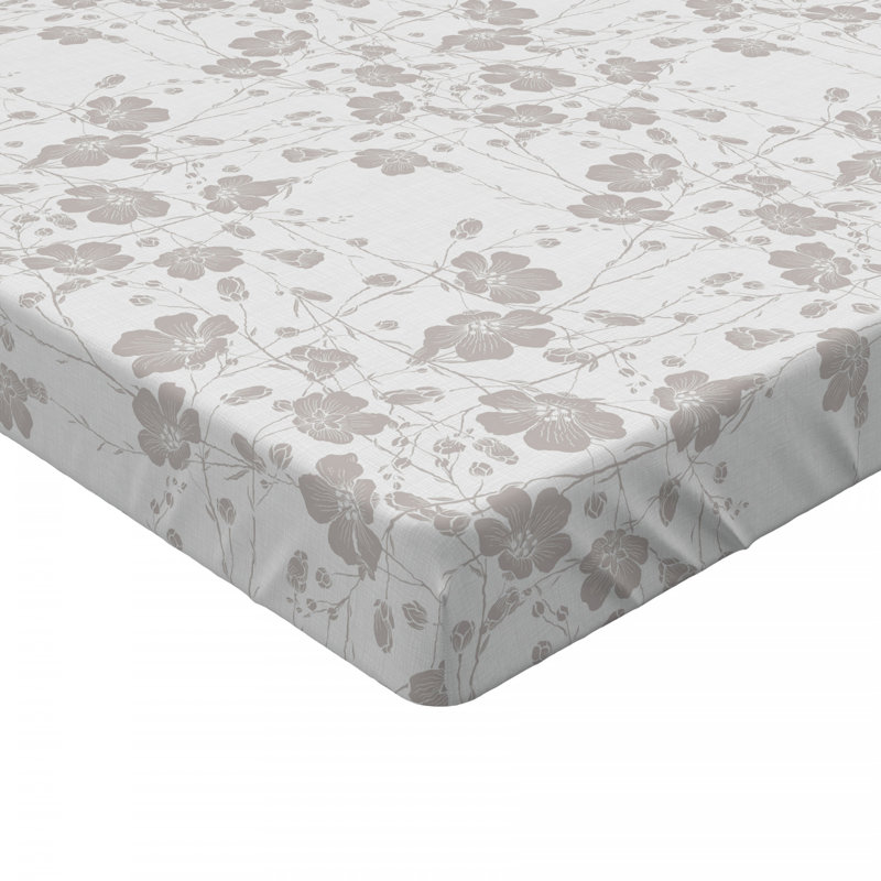 Microfiber Floral Fitted Sheet, Twin XL Fitted Sheet, Light Gray Floral