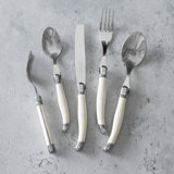 French Home Laguiole Connoisseur 20-Piece 18/10 Stainless-Steel Flatware Set With Pearl White Handles