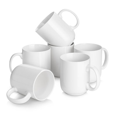 20 oz Ensemble de 6 tasses à café blanches en céramique blanche