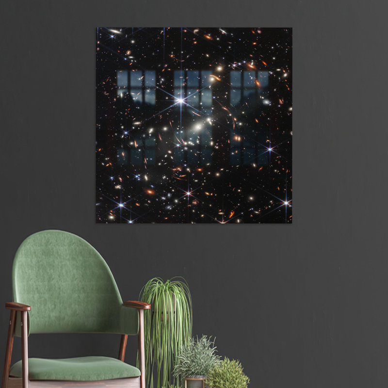 «James Webb», art mural, impression sur verre, paysage de verre, art bohémien comme cadeau unique, H 35,4 po x l 35,4 po
