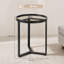 HOMCOM Round Side Table with Tempered Glass Top for Small Space Black