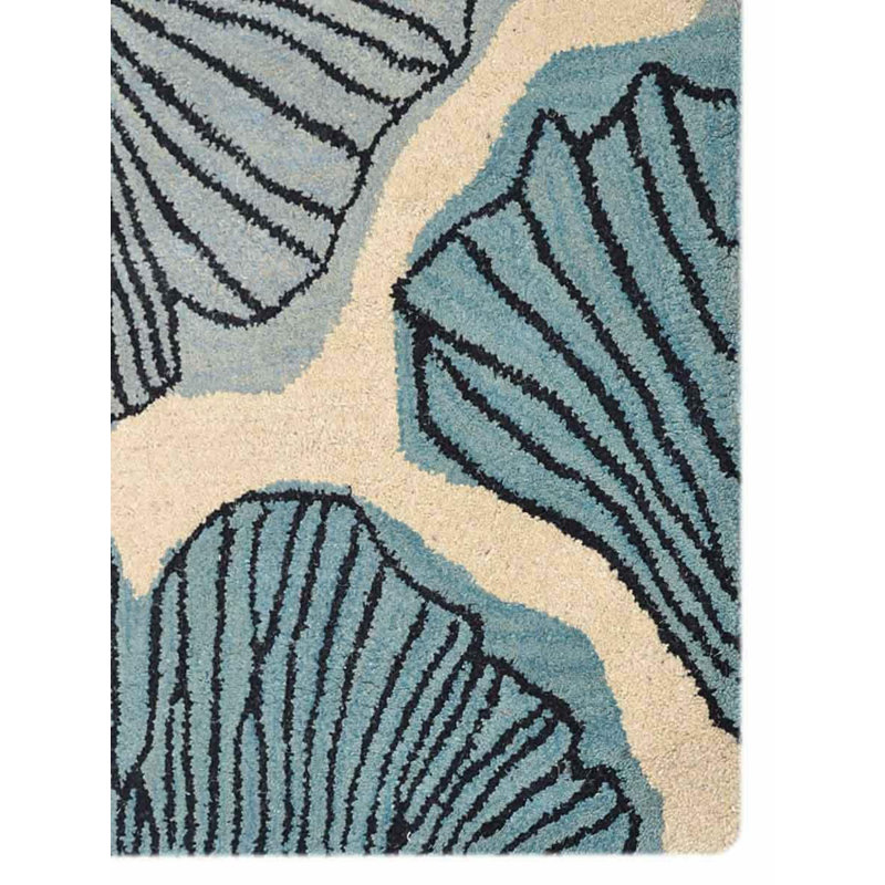 Vivanco Floral HAND TUFTED WOOL ECO-FRIENDLY AREA RUGS - Cream & Blue Color | Floral Design | Fall Rugs, Rectangle 3' x 5'
