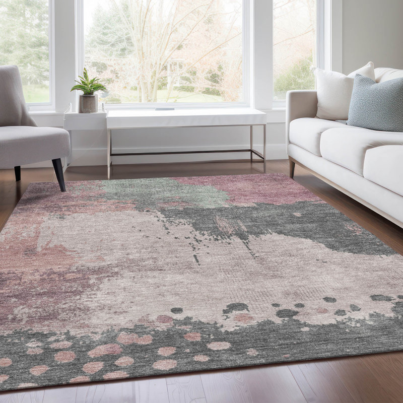 Tapis intérieur / extérieur lavable à la machine Xhevrie, Rectangle 10 pi x 14 pi