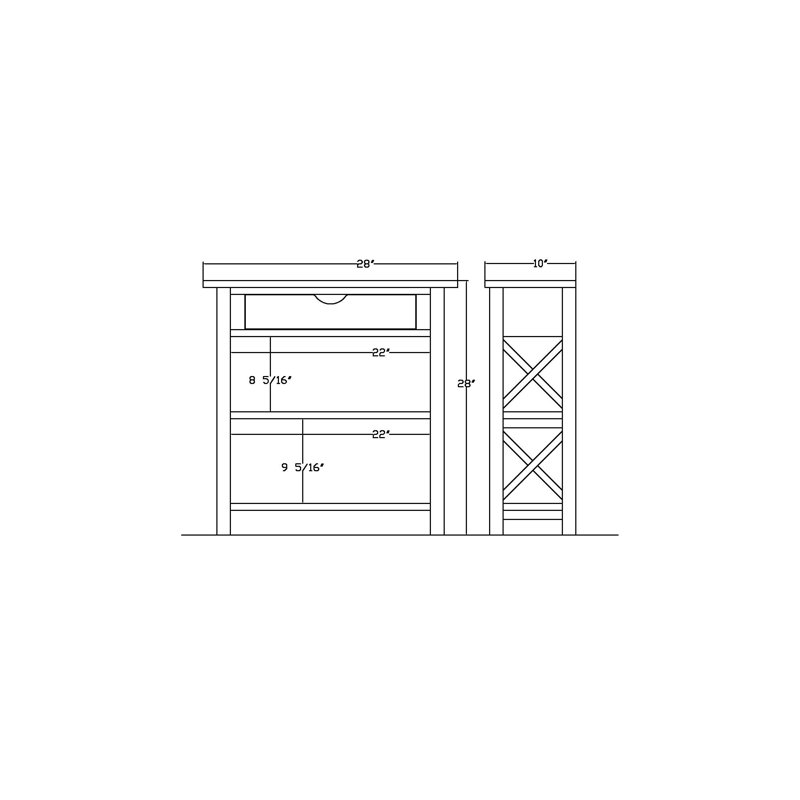 End Table and Built-In Outlets, Cottage Blue