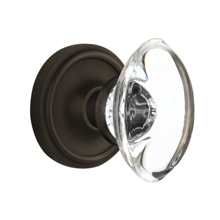 Classic Rosette with Oval Clear Crystal Door Knob Nostalgic Warehouse 
