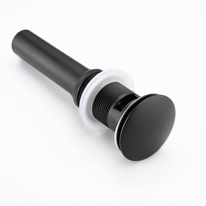 Bathroom Pop-Up Drain Assembly Vessel Sink Drain Stopper with Overflow, Matte Black
