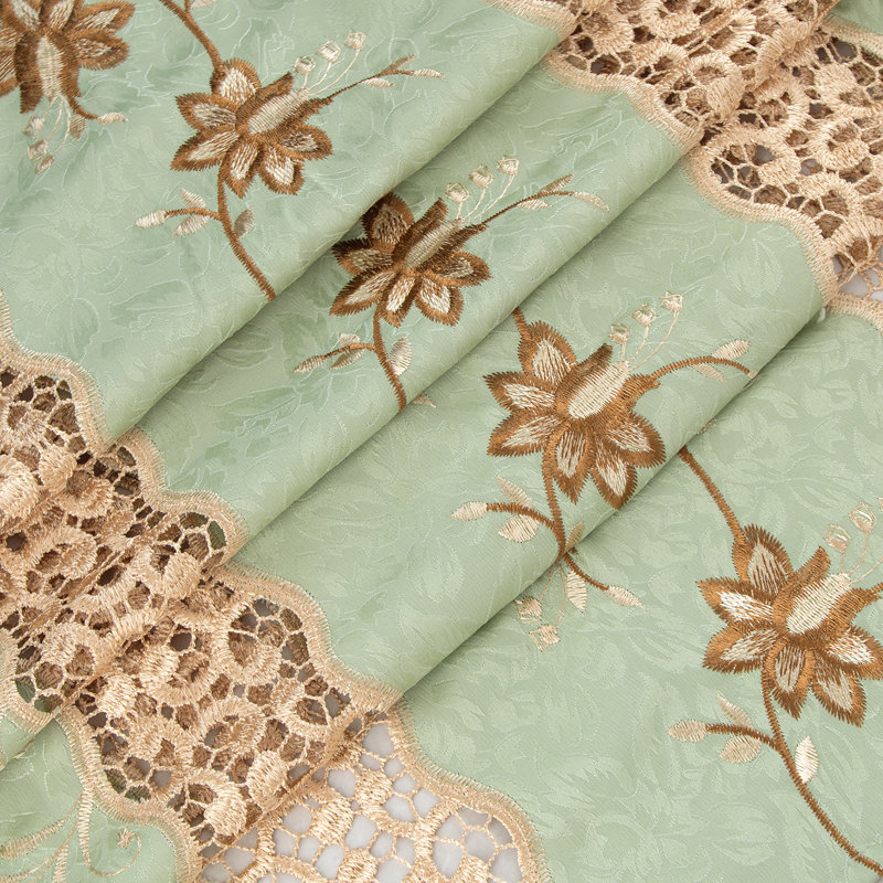 Antonia Embroidered  Macrame Rod Pocket Window Curtain, Sage