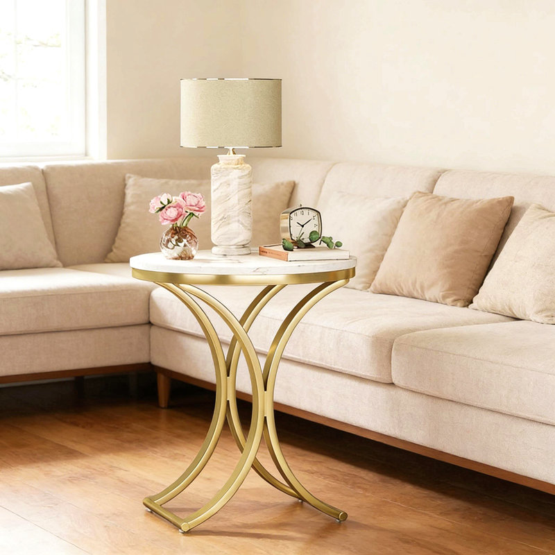 Table d'appoint pour canapé polyvalente, table de bout ronde chic, table basse étroite