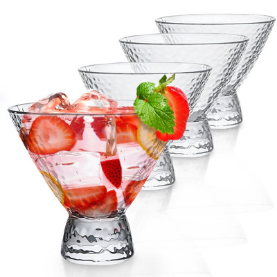 Clear Hammered Cocktail Martini Glasses 8.5oz