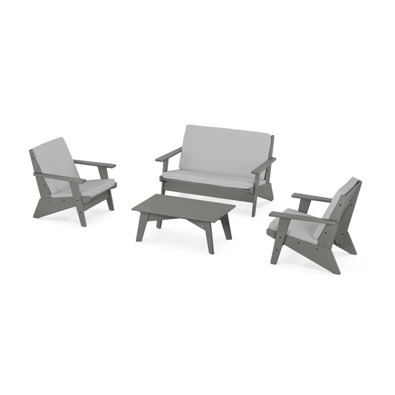 Riviera Modern Lounge 4-Piece Set, Slate Grey, Granite