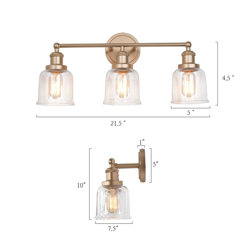 Denroy 3 - Light Dimmable Rose Gold Vanity Light