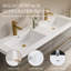 Meuble-lavabo de 60 po avec lavabos doubles, armoire de rangement flottante, comptoir en résine de pierre, tiroirs à fermeture en douceur, gris cendré, pré-assemblé, rangement spacieux, qualité, finition à l'eau, lavabo gris à fonctionnement silencieux
