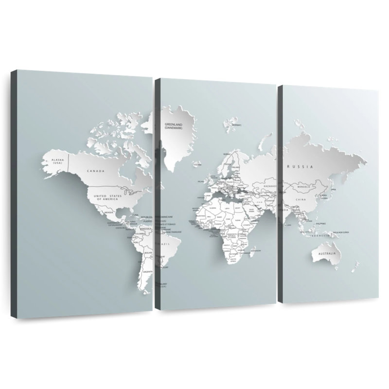 Aliaz Modern World Map, 32" H x 50" W