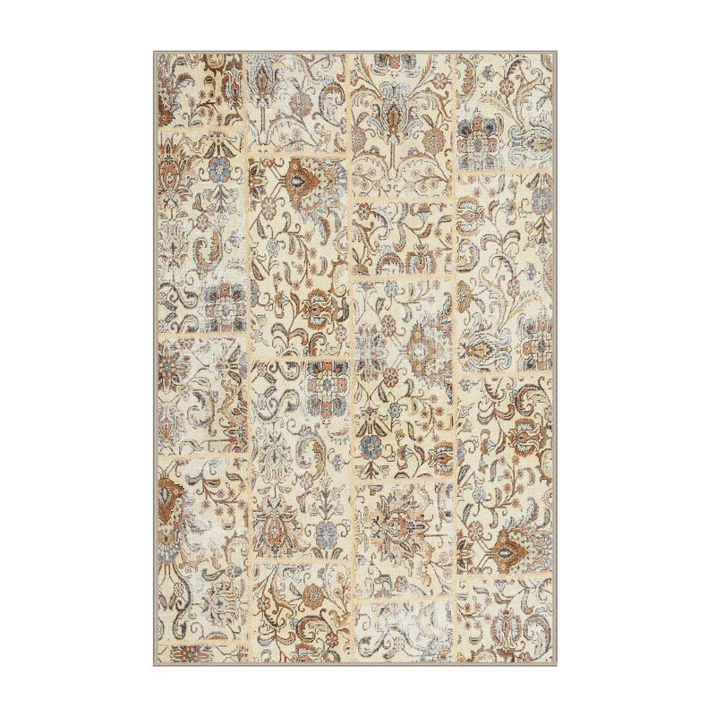 Tapis contemporain beige / brun clair, Rectangle 5 pi x 7 pi