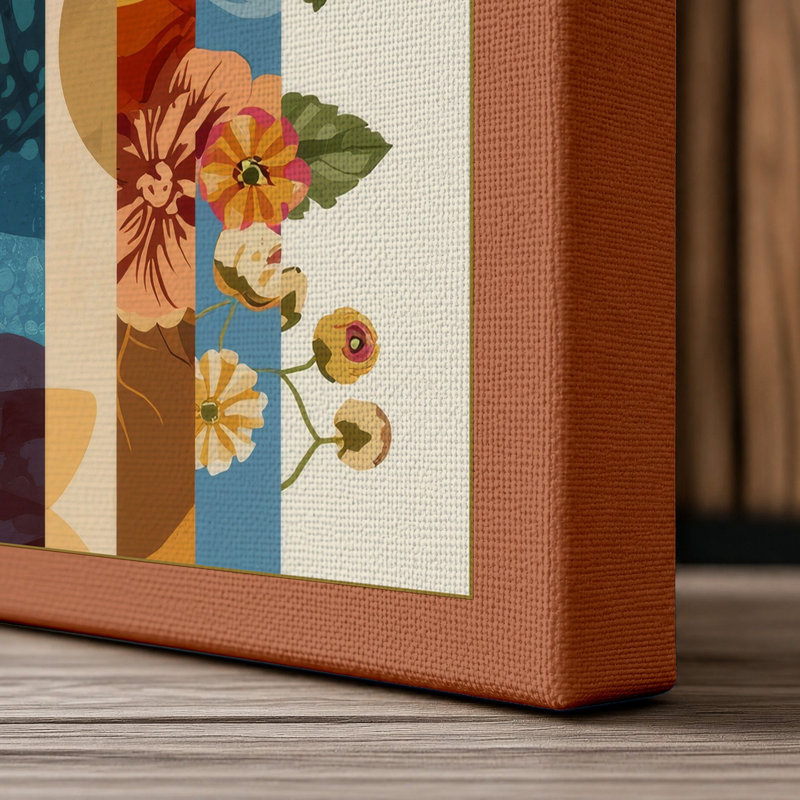 Striped Botanicals Botanical - Wrapped Canvas, 24x16 - 61.0 x 40.6 cm, Terracotta Border