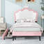 Lit princesse simple tapissier avec tête de lit couronne, 2 tiroirs de rangement