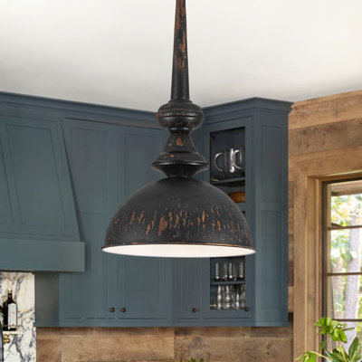 1 - Light Vintage Edgy Charm Peeling Antique Metal Dome Pendant