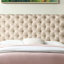 Structure de lit rembourrée en tissu de lin avec tête de lit réglable / style Chesterfield / support à lattes de bois-1340081806-1340081807