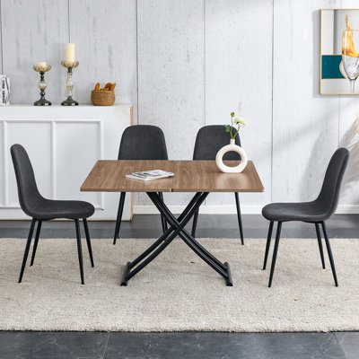 Vesta Foldable Cross Legs Dining Table Set (Set of 5)