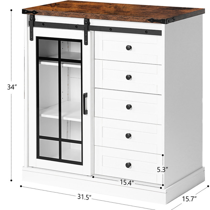 Rangement avec 5 tiroirs ou plus, 2 tablettes réglables, buffet à DEL encastré, blanc et noyer + armoire profonde