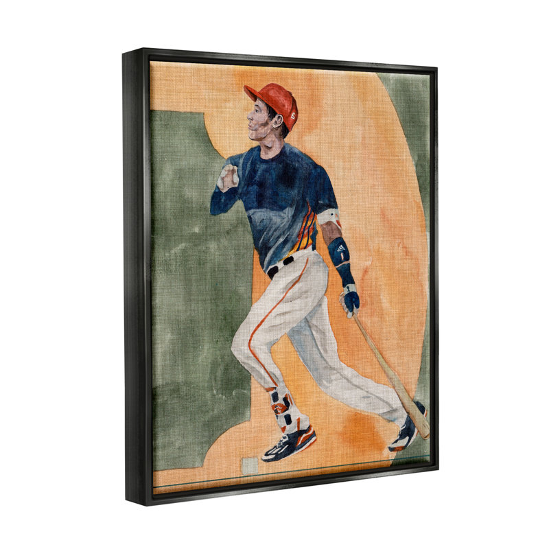 Peinture de baseball par Melissa Wang - peinture à cadre flottant, H 21 po x l 17 po x P 1,7 po, Cadre flottant noir de jais
