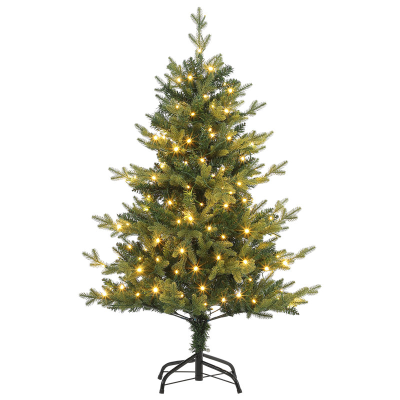 4 Ft Pre-Lit Artificial Christmas Tree with 150 Warm White LED Lights, Hinged Small Xmas Tree