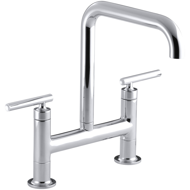 Purist® Two-Hole Deck-Mount Bridge Kitchen Sink Faucet, Polished Chrome