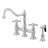 Kingston Brass Restoration Two-Handle 4-Hole Deck Mount Bridge Kitchen Faucet with Brass Side Sprayer-35598763