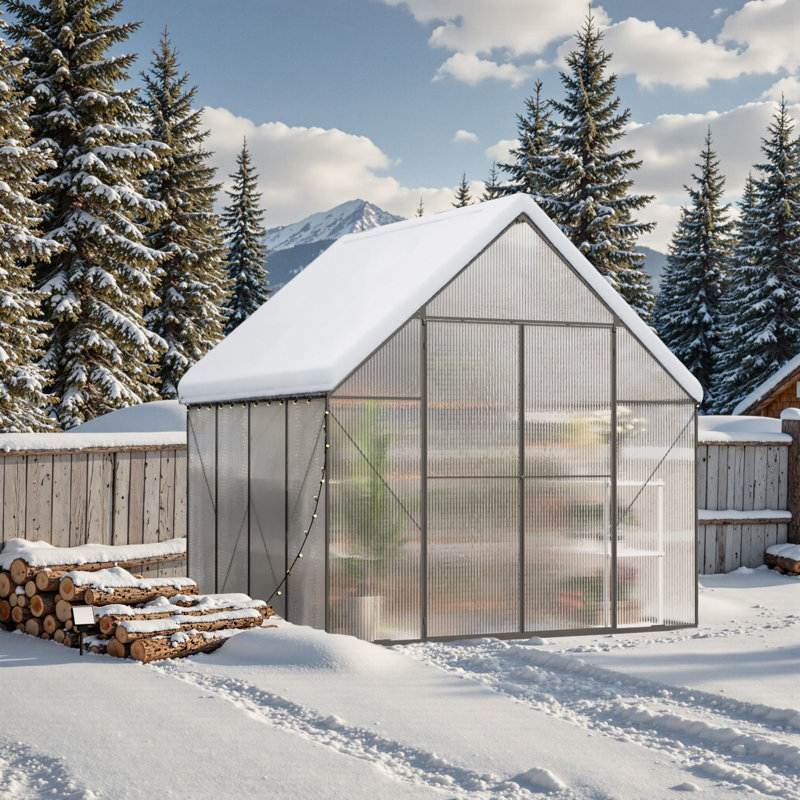 Serre en polycarbonate avec toit ventilé 10 x 10 pi, H 97,24 po x l 118,11 po x P 118,11 po