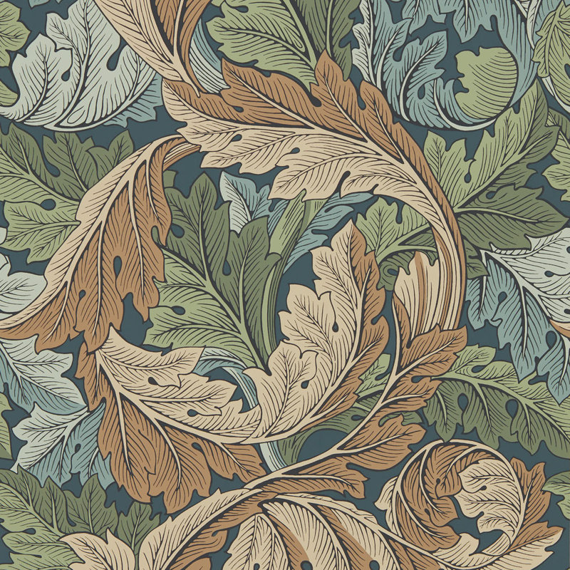 Acanthus 10.05m x 68.6cm Matte Wallpaper Roll, Blue