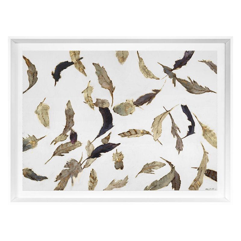 Falling Feathers White 2 Print by Atkinson, Sarah, White Single Picture Framed, 36'' H x 48'' W