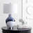 27" Glass/Metal Led Table Lamp - Transitional Bohemian Bedroom/Living Room Lamp, Blue/White