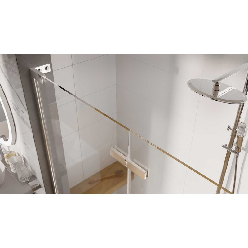 Lane 2000mm H Hinged Frameless Shower Door with Clear Glass, 200 H X 100 W CM