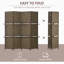 Weweantic 4 Panel Folding Room Divider, Privacy Screen with Shelves, Brown