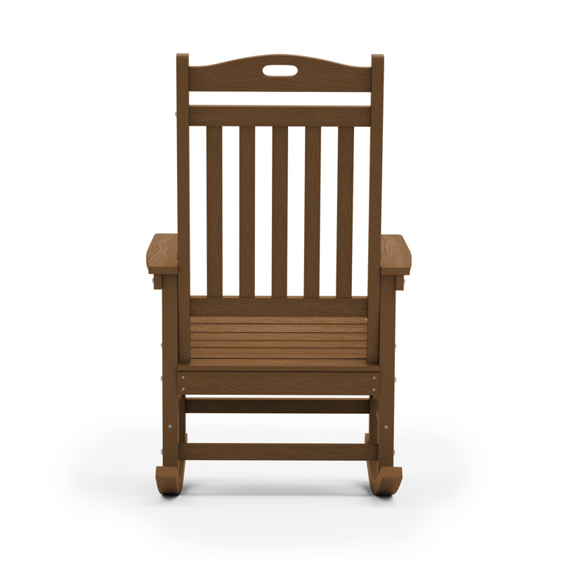Outdoor Adirondack Rocking Chair HIPS All Weather Oversized Plastic Patio Chair Rocker, Brown