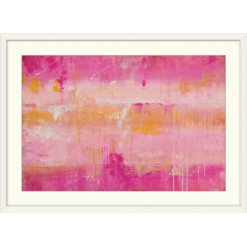 «Pink Champagne» par Erin Ashley - impression d'art graphique, Impression encadrée, H 28 po x l 38 po x P 1 po, Blanc