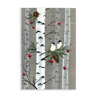 «Birds and Holiday Ornaments Birch Tree Forest» par Grace Popp - impression d'art graphique