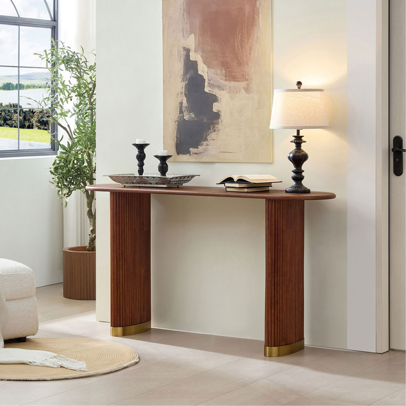 Table d'entrée pour le salon, console étroite avec pieds en acier inoxydable de conception unique, canapé moderne en panneau de fibres à densité moyenne, table d'entrée pour le couloir, l'entrée, appartement