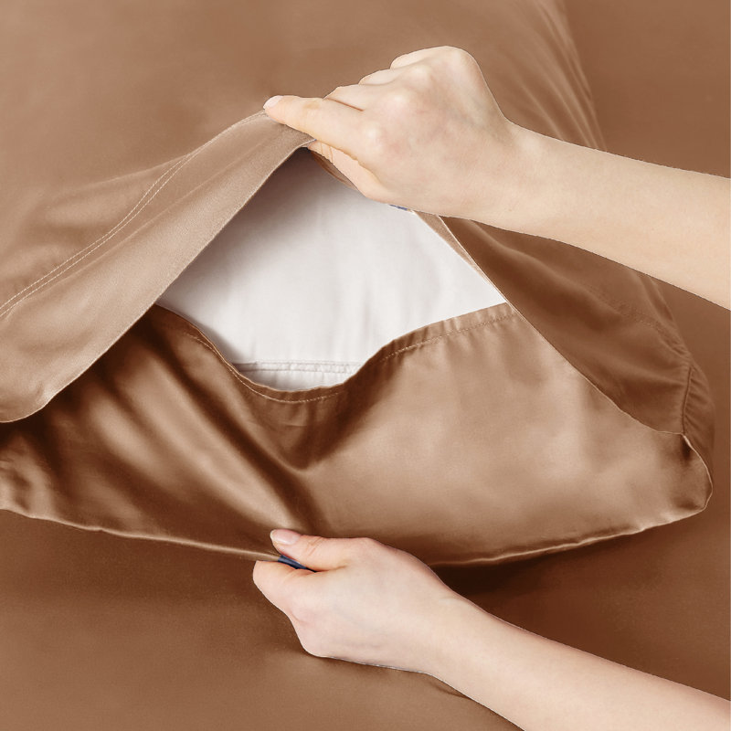Ensemble de draps en rayonne de bambou Essential Collection, Taupe, Ensemble de draps pour lit simple TG avec 1 taie d