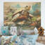Art mural contemporain sur bois de pin naturel, vie marine contemporaine-101409416