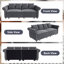 Canapé-lit Chesterfield de 90 po en velours avec très grand lit, canapé-lit convertible avec 4 coussins, gris-1852260285