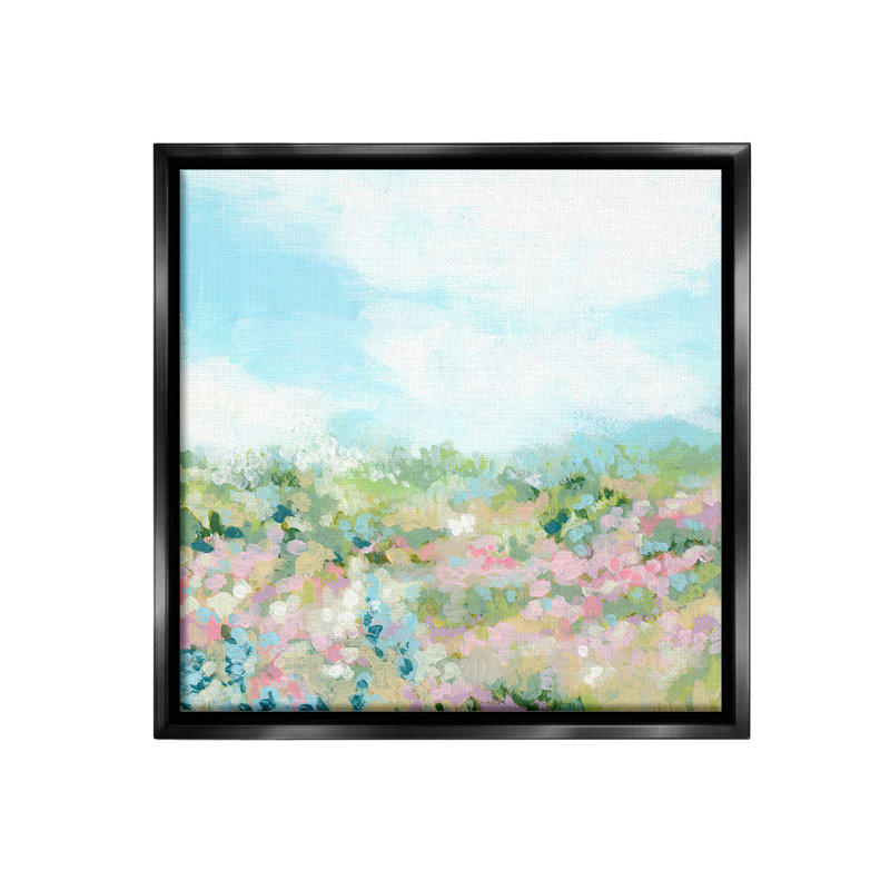 «Pink Speckled Meadow Floater Frame» par June Erica Vess sur, Cadre flottant noir de jais, H 25 po x l 25 po