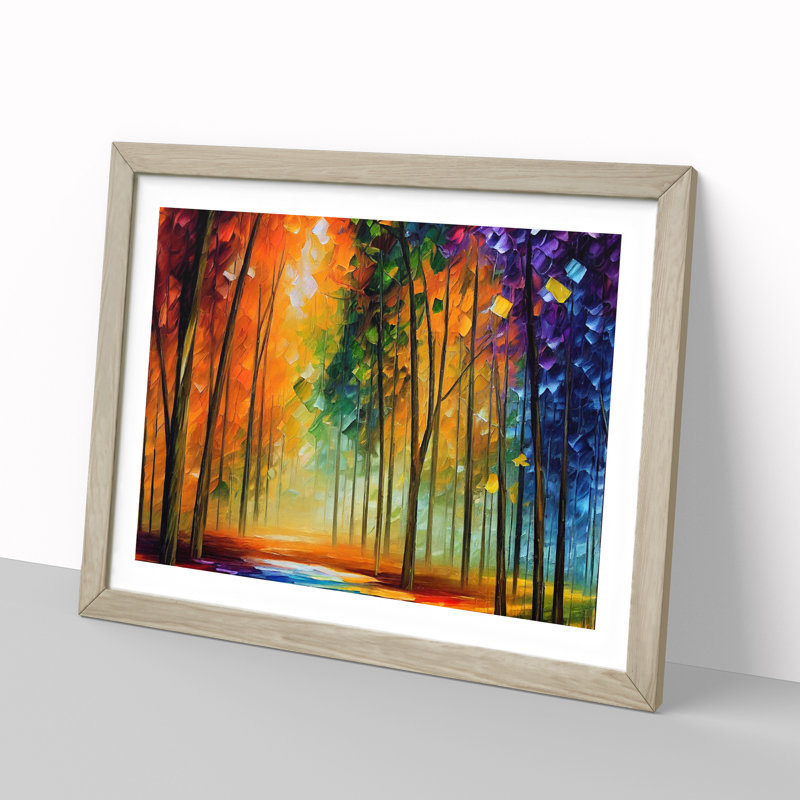 Shimmering Forest Vol.3 Abstract - Single Picture Frame Painting, 25cm H x 34cm W x 2cm D, Oak