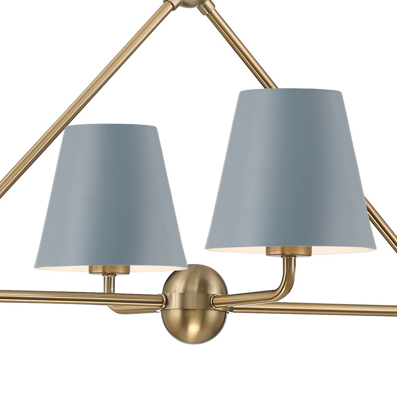 Lustre linéaire moderne à 6 lumières Kinston, Bleu