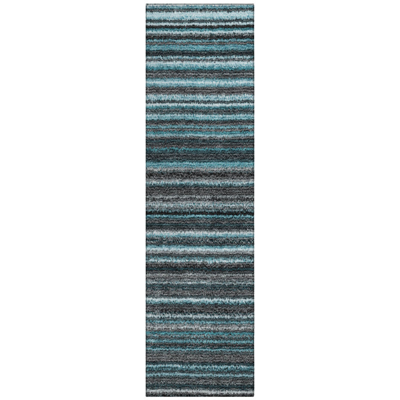 Augustinus Washable Striped Indoor / Outdoor Rug, Runner 2'3" x 7'6"