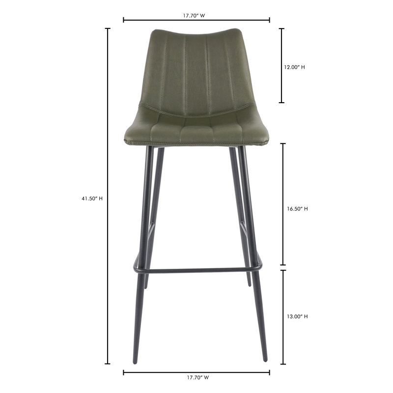 Finnigan Counter & Bar Stool, Bar Stool (30" Seat Height), Light Green/Faux Leather